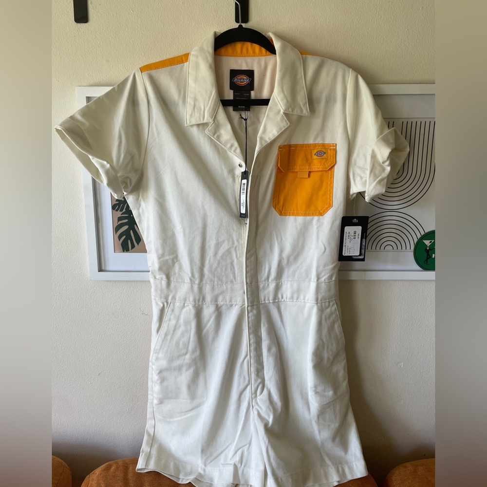 Dickies White and Orange Jumpsuit